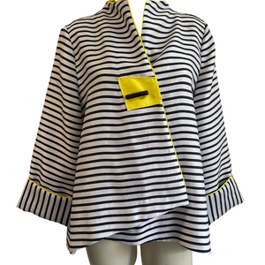 IC COLLECTION art to wear Black White Striped blazer sz L made in USA